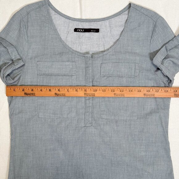 Nau Organic Cotton & Tencel Blend Light Gray Short Sleeve Top Size XS - Picture 9 of 10